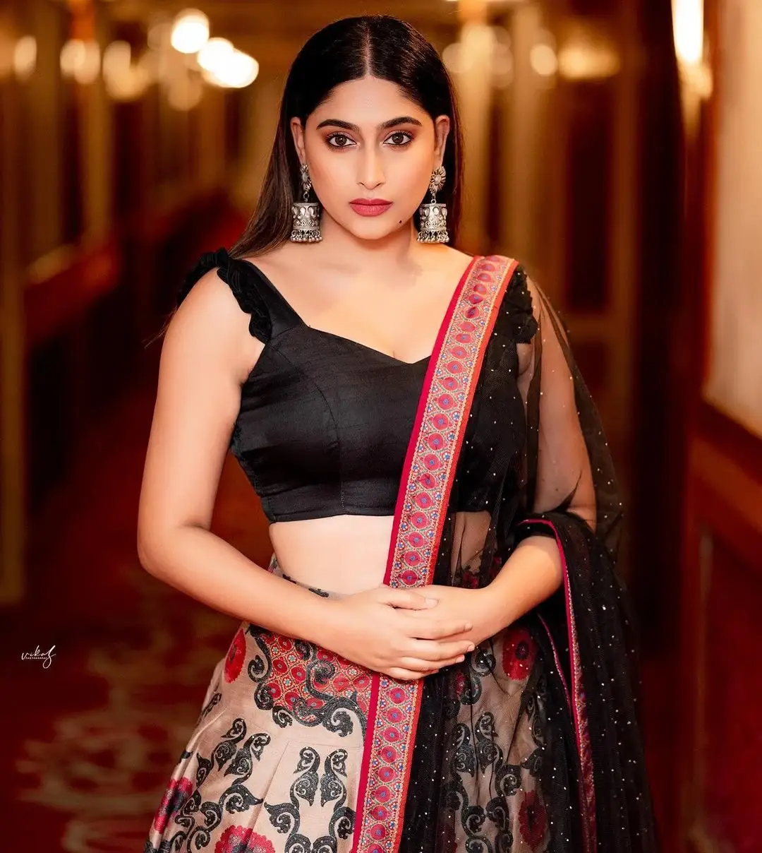 KANNADA ACTRESS NISHVIKA NAIDU IN BLACK LEHENGA CHOLI